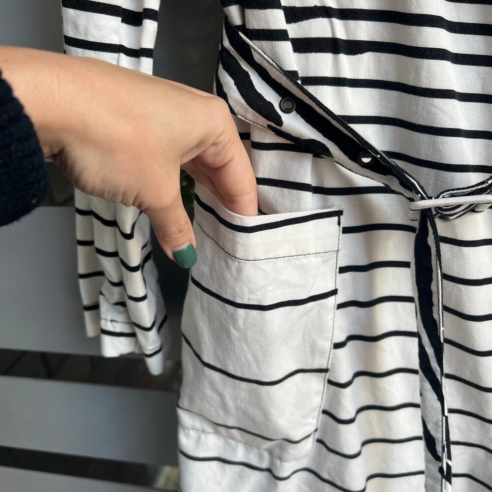 Alexander McQueen Vintage Black White Striped Belted Trench Coat - Picture 10 of 12